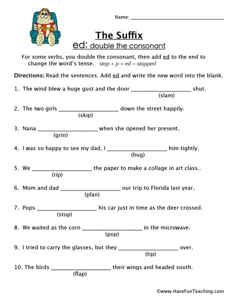 Suffix Ed Worksheet By Teach Simple
