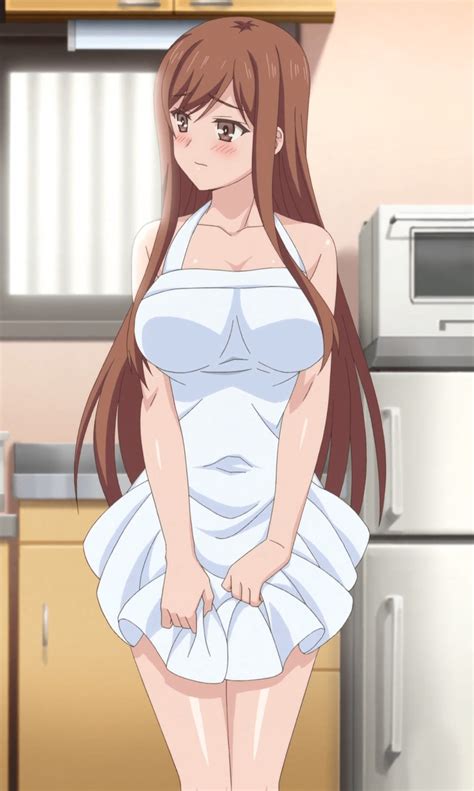 Rule 34 1girls Apron Blush Breasts Brown Hair Female Female Only