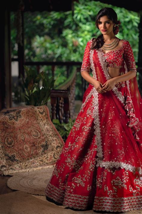 Bridaltrunk Online Indian Multi Designer Fashion Shopping Red Embroidered Silk Lehenga Set