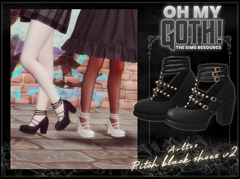 The Sims Resource Oh My Goth Pitch Black Shoes V2