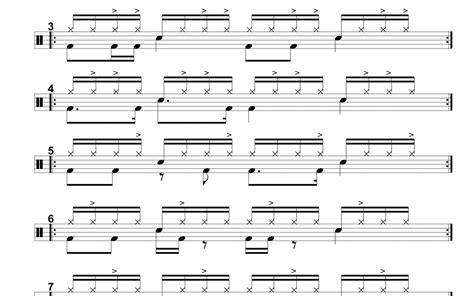 8 Rock Or Funk Drum Beats With 16th Note Accents For Grade 5 And Up