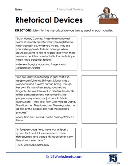 Rhetorical Devices Worksheets 15