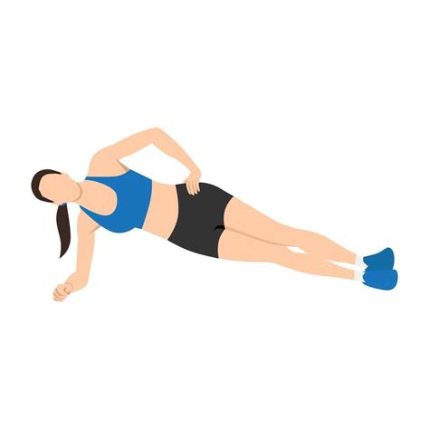Woman Doing Side Plank Exercise Flat Vector Illustration Isolated On