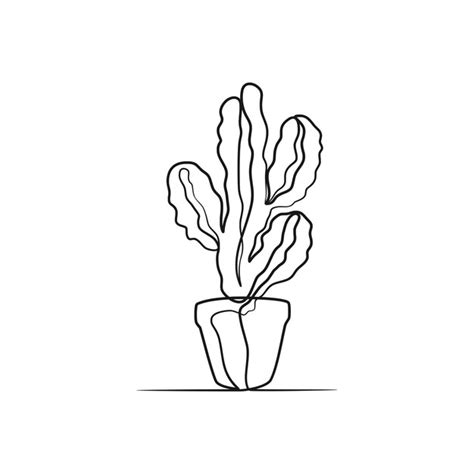 Premium Vector Cactus Continuous One Line Art Drawing