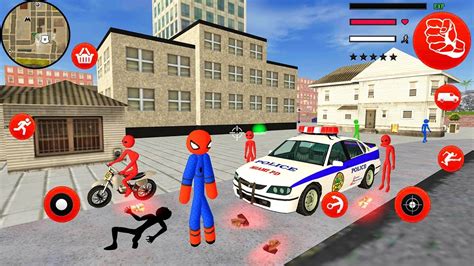 Stickman Spider Rope Hero Policeman Gangstar Crime Android Gameplay
