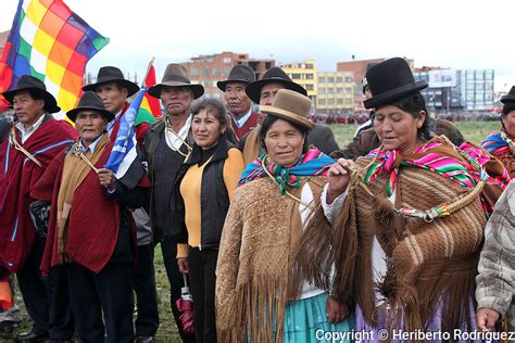 Native Bolivian People Attends The Ceremony To Sign The New