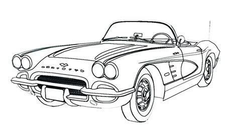 Convertible car on the road. Classic Corvette Color Sheet | Car drawings, Cars coloring ...