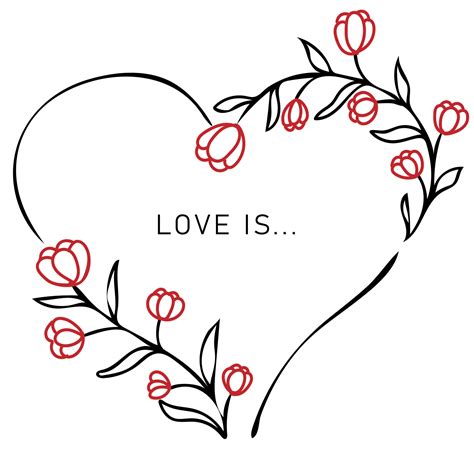 Love Is Floral Heart Shape Frame Design 16125375 Vector Art At Vecteezy