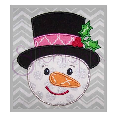 Snowman With Top Hat Applique Design Stitchtopia