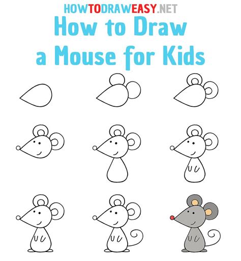 How To Draw A Mouse Step By Step Drawing Lessons For Kids Easy