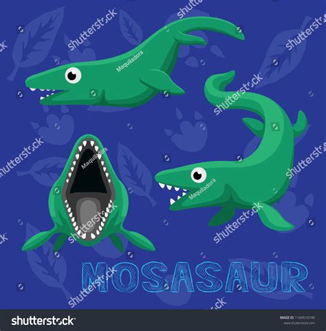 Sea Monster Mosasaur Cartoon Vector Illustration Stok Vektör Telifsiz