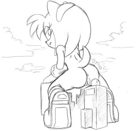 Rule 34 Amy Rose Anthro Anus Ass City Female Giantess Hedgehog Looking At Viewer Looking Back