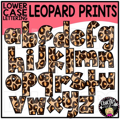 Educlips Signature Safari Lower Case Letters Leopard Print Clip Art