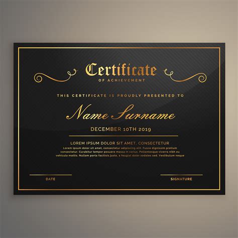Black And Golden Certificate Of Appriciation Download Free Vector Art
