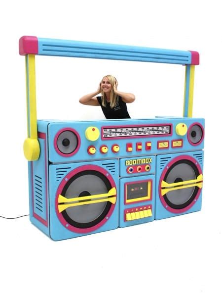 Giant Boombox Prop With Lights Neon Blue Event Prop Hire