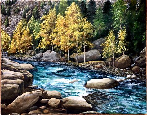 Rocks By The Mountain Stream Mountain Stream Top Paintings Painting