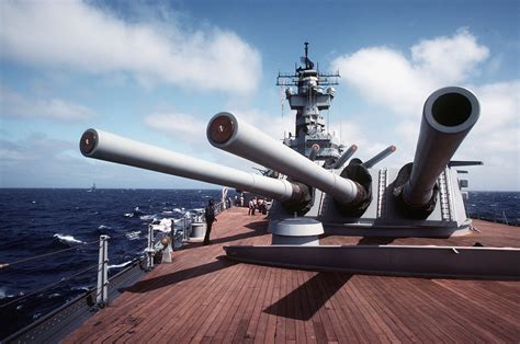A View Of The 16 Inch50 Caliber Guns On The Forward Deck Of The