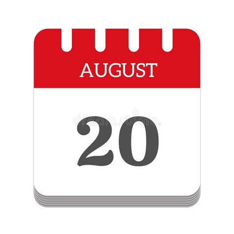 August 20 Calendar Flat Icon Stock Illustration Illustration Of