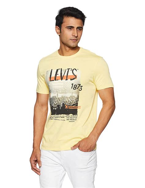 Levis Yellow Printed Regular Fit Round Neck T Shirt Kapadaacom