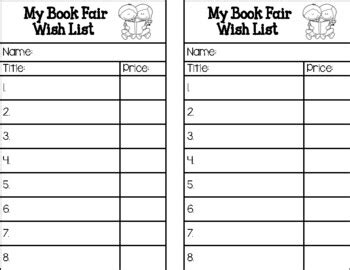 Book Fair Wishlist By Veronica Schmidt Tpt