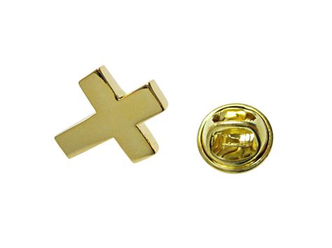 Gold Toned Thick Classic Religious Cross Lapel Pin Kiola Designs