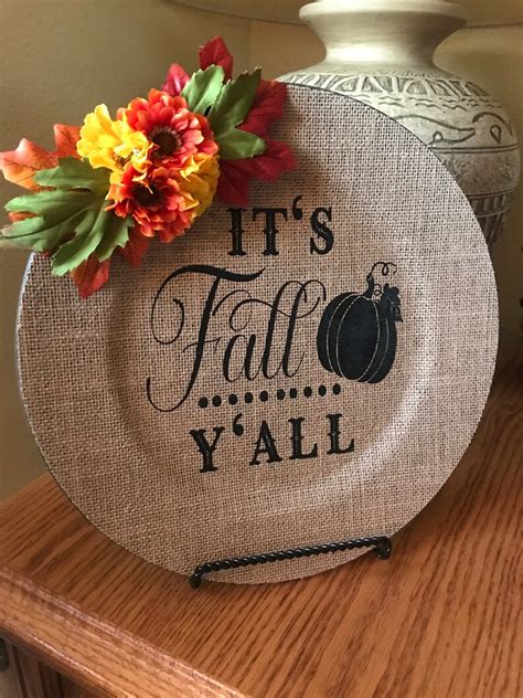 Burlap Charger Plate Fall Decoration Etsy
