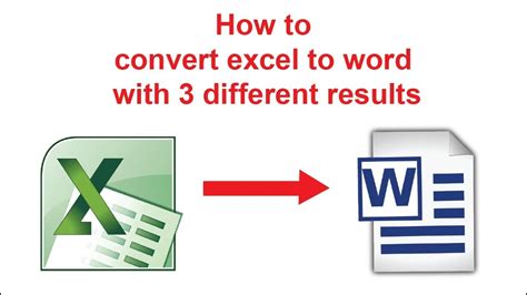 Convert Excel To Word With 3 Methods Youtube