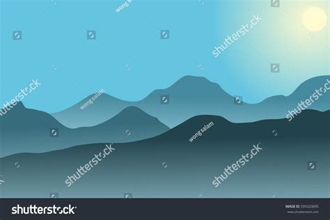 Silhouette Desert Sunrise Blue Background Stock Vector Royalty Free