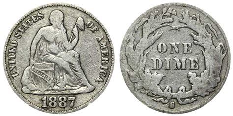 1887 S Seated Liberty Dimes Value And Prices
