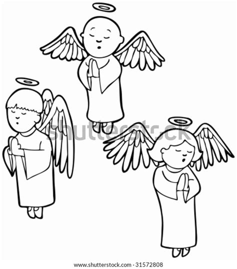 Praying Angels Line Art Three Angels Stock Vector Royalty Free 31572808