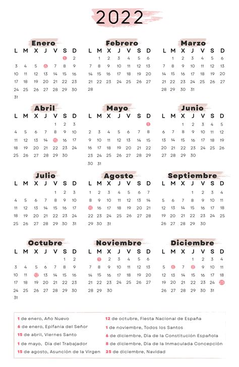Calendario España 2022 Globalendar