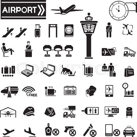 Airport Icons Set Stock Vector Colourbox