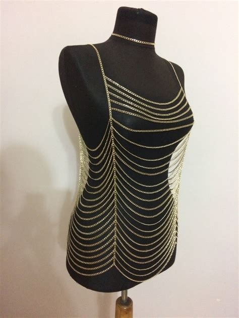 Gold Chain Dress Layered Chain Dress Dress Body Chain Body Etsy