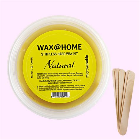 Waxhome Stripless Microwavable Hard Wax Kit Natural 7oz 200ml Waxhome
