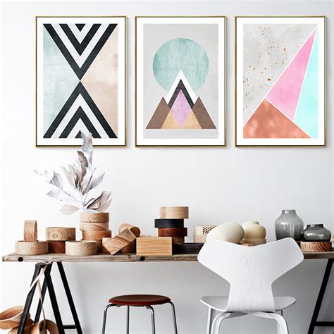 Colorful Modern Abstract Geometric Nordic Wall Art Fine Art Canvas