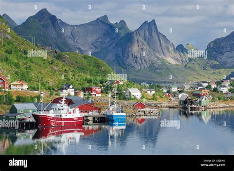 Fishing Village Reine Moskenes Lofoten Norway Scandinavia Stock