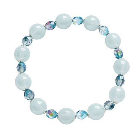 Morning Dew Blue Aquamarine Czech Crystal Stretch Bracelet
