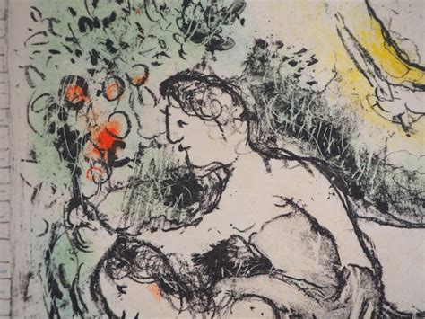 Marc Chagall Lovers Adam And Eve Original Lithograph Handsigned And Numbered 50 At 1stdibs