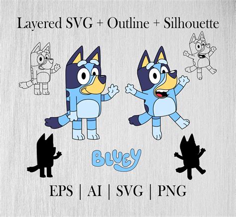 Bluey Svg Bluey Png Layered Svg Files For Cricut Silhouette Etsy