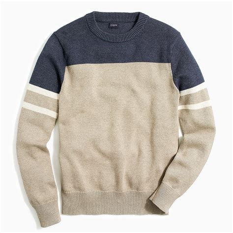 Jcrew Factory Cotton Colorblock Crewneck Sweater