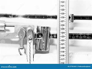 Pediatric Scale To Measure Children In Medical Clinic Stock Image
