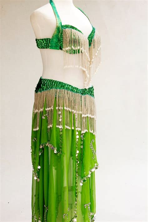 Sexy Green Belly Dance Suit Embroidered Bellydance D Gem