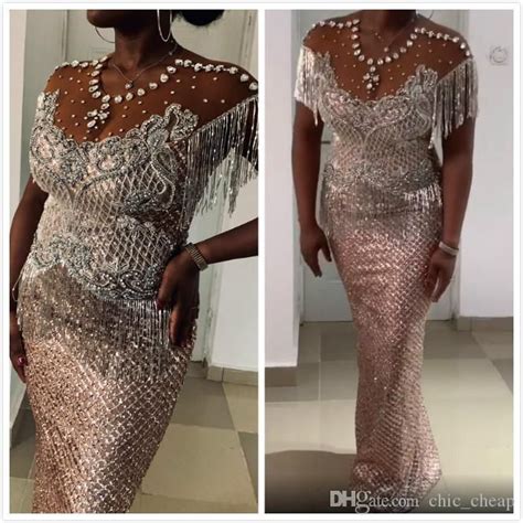 Aso Ebi 2019 Arabic Gold Sparkly Evening Dresses Beaded Crystals