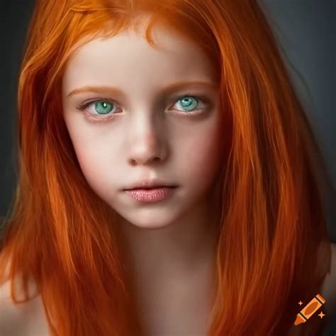 Portrait Of A Girl With Red Hair And Green Eyes On Craiyon