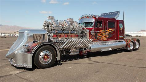 this custom big rig known as thor 24 has 24 cylinders 12 superchargers and 3 900 hp shouts
