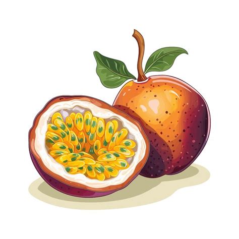 Premium Vector Hand Drawn Passion Fruit Vector Cartoon Isolated White Background