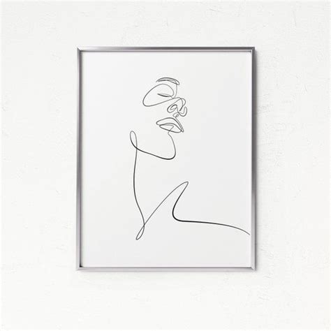 Minimalism Face Sketch Print Printable One Line Drawing Simple Single Line Face Artwork