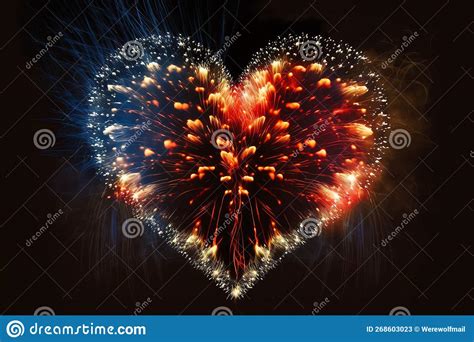 Abstract Colored Fireworks Heart Shape Multicolored Fireworks Heart