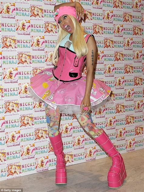 Nicki Minaj Wears Bubblegum Pink Pvc Corset With Giant Platforms A