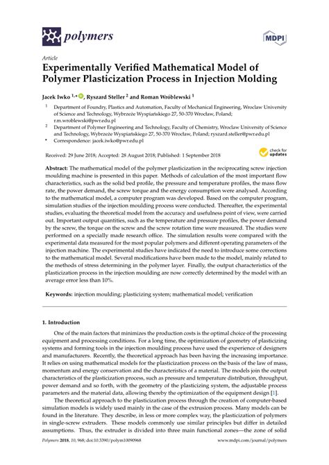 PDF Experimentally Verified Mathematical Model Of Polymer